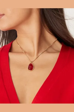 DesignB London Red resin pendant necklace in