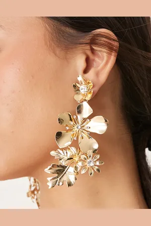 DesignB London Statement flower drop earrings in