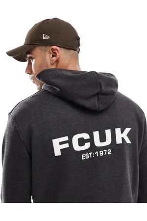 French Connection French Connection relaxed hoodie with logo in charcoal