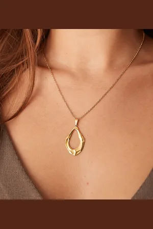 LOST SOULS Stainless steel 18ct plated statement molten pendant necklace