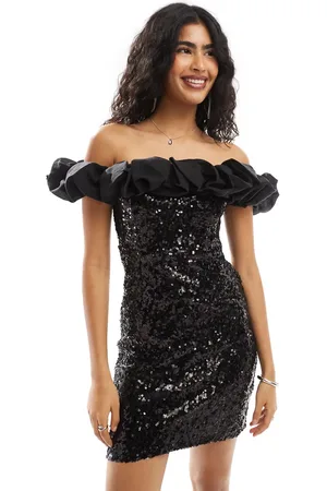 Object Cami strap ruffle detail mini dress in sequin
