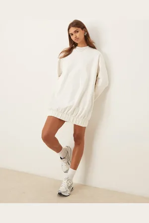 ASOS Cocoon sleeve mini sweat dress in Ecru