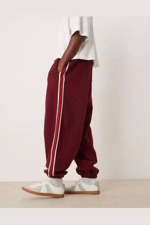 ASOS Oversized balloon jogger with taping in burgundy