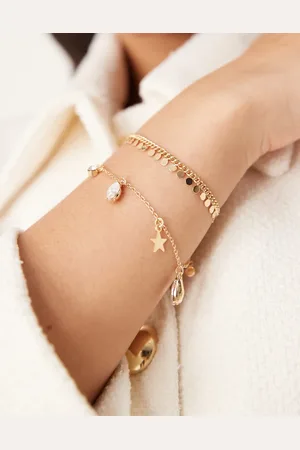 DesignB London Multirow bracelets with celestial and disc charms in