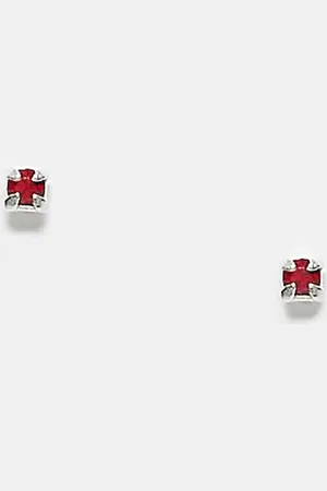 Kingsley Ryan 1.5mm red crystal stud earrings in sterling