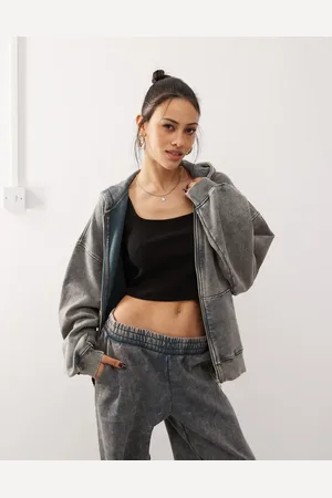 Weekday Co-ord oversized zip through hoodie in acid wash