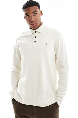 Ralph Lauren Icon logo rugby double knit sweatshirt in cream