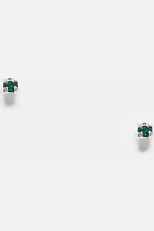 Kingsley Ryan 1.5mm green crystal stud earrings in sterling