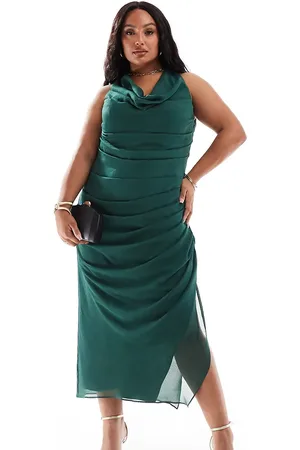 Pretty Lavish Extreme cowl midaxi dress in emerald