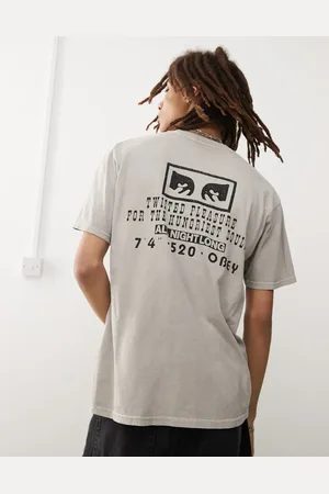 Obey Garment dye t-shirt with printed back in stone