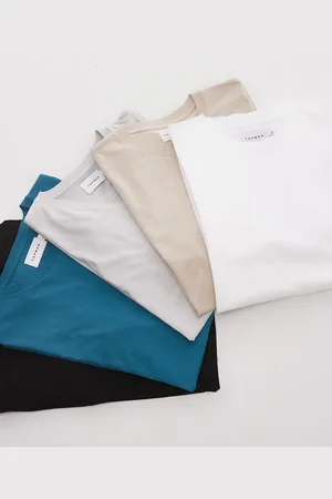 Topman 5 pack regular t-shirt in black, blue, grey marl, stone and white