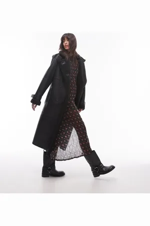 Topshop Oversized aviator borg coat in