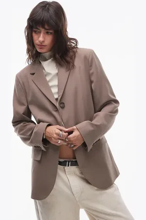 Topshop Tonic high break tailored blazer in taupe