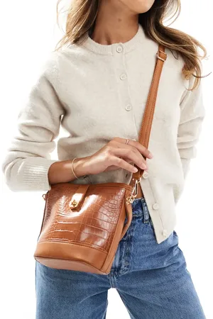 ASOS Top handle lock crossbody bag in brown