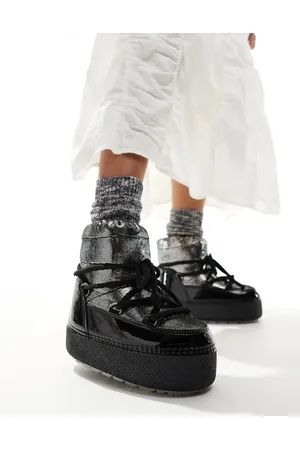 South Beach Lace Up Snow Boot in Black