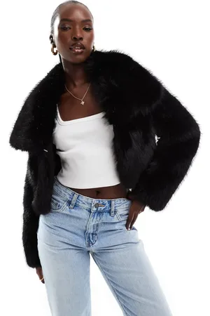 AZALEA WANG Cadence cropped faux fur coat in