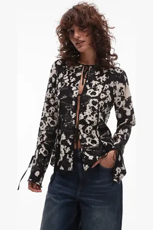 Topshop Co ord binding bed jacket in blurred mono floral