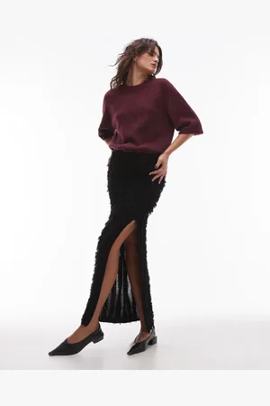 Topshop Knitted textured maxi skirt in