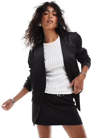ASOS Satin collarless blazer in