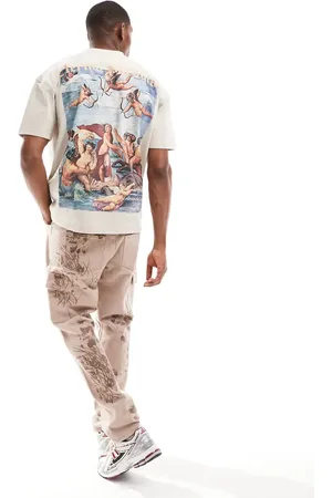 Liquor N Poker Oversized t-shirt with eternal paradise back print in beige