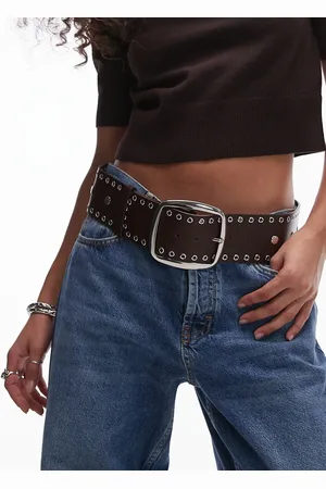 MANGO Studded edge large buckle belt in