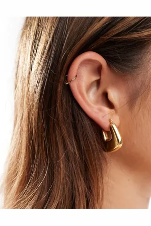 ASOS Waterproof stainless steel hoop earrings with thick angular design in tone