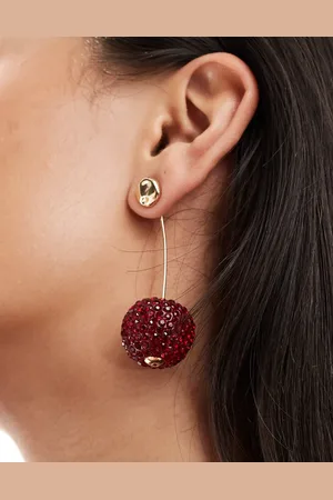 ASOS Front and back drop earrings with crystal cherry design in red