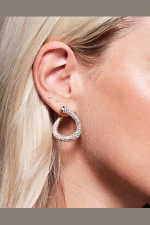 ASOS Hoop earrings with snake crystal detail in tone