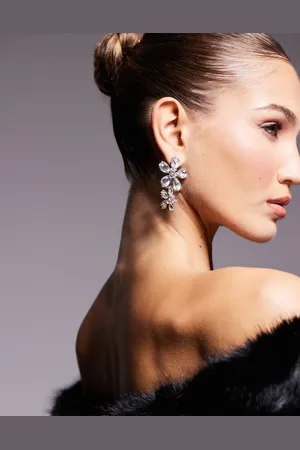 ASOS Drop earrings with crystal floral detail in tone