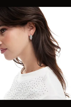 ASOS Stainless steel earrings with cubic zirconia detail with gift bag