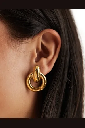 ASOS Waterproof stainless steel doorknocker earrings in tone