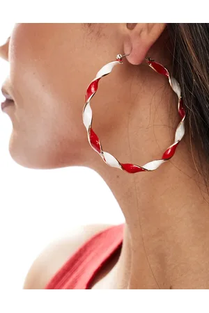ASOS Christmas hoop earrings with candy cane detail in tone