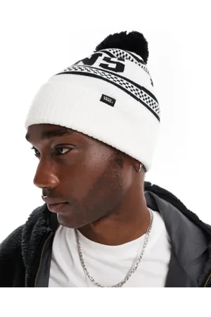 Vans Check pop beanie in off white and navy