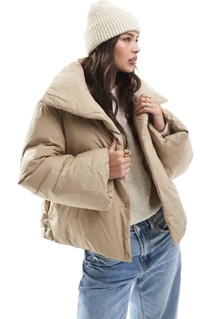 VERO MODA Short padded jacket with wide sleeves in beige