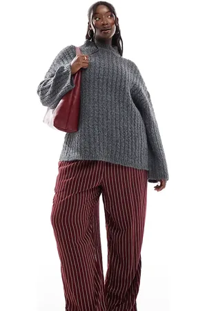 Pieces® Pieces Curve longline jumper with high neck in
