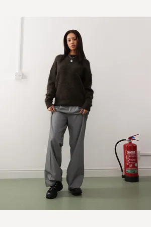 Weekday Eneka premium mohair & wool blend jumper in dark melange