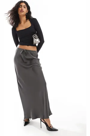 VERO MODA Aware satin maxi skirt in dark