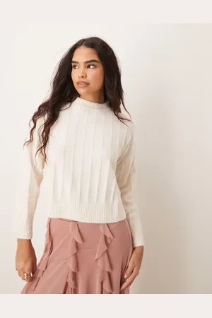 MANGO Wide ribbed round neck jumper in