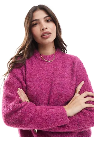 Pieces® Fluffy jumper in motled purple