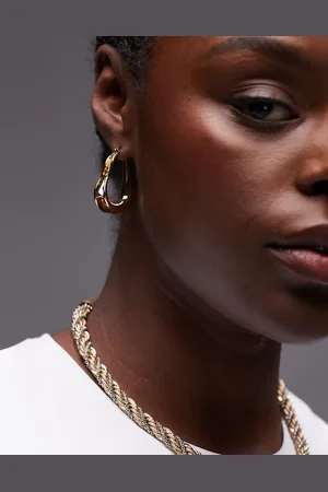 MANGO Molded thin hoop earrings in