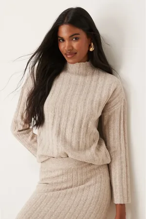 VILA Ribbed jumper co-ord in cream