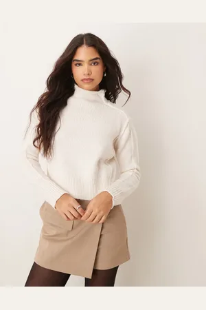 MANGO Ridged edge high neck jumper in