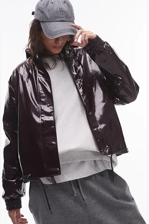 Rains 18040 waterproof drawcord jacket in burgundy shine exclusive to asos