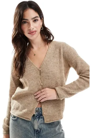 VERO MODA Soft buttondown cardigan in beige melange