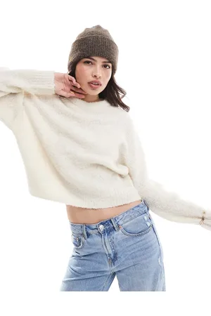 Pieces® Fluffy jumper in motled cream