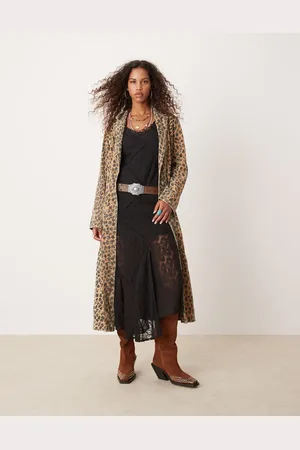 Free People Leopard denim duster coat in multi