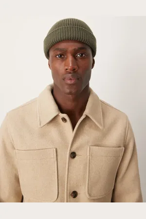 MANGO Small ribbed beanie in khaki