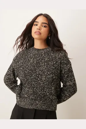 MANGO Oversized salt and pepper jumper in