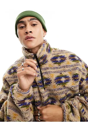 JACK & JONES 1/4 zip heavy fleece in aztec