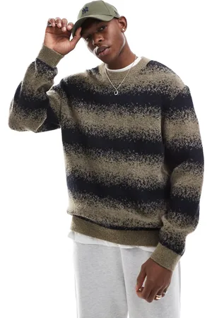 JACK & JONES Fluffy oversize jumper with gradient print in brown and black